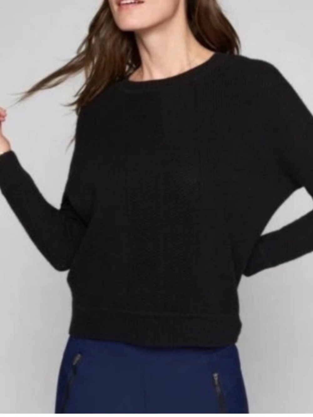 Athleta Habitat Black Wool Cashmere Rib Knit Sweater Size XS